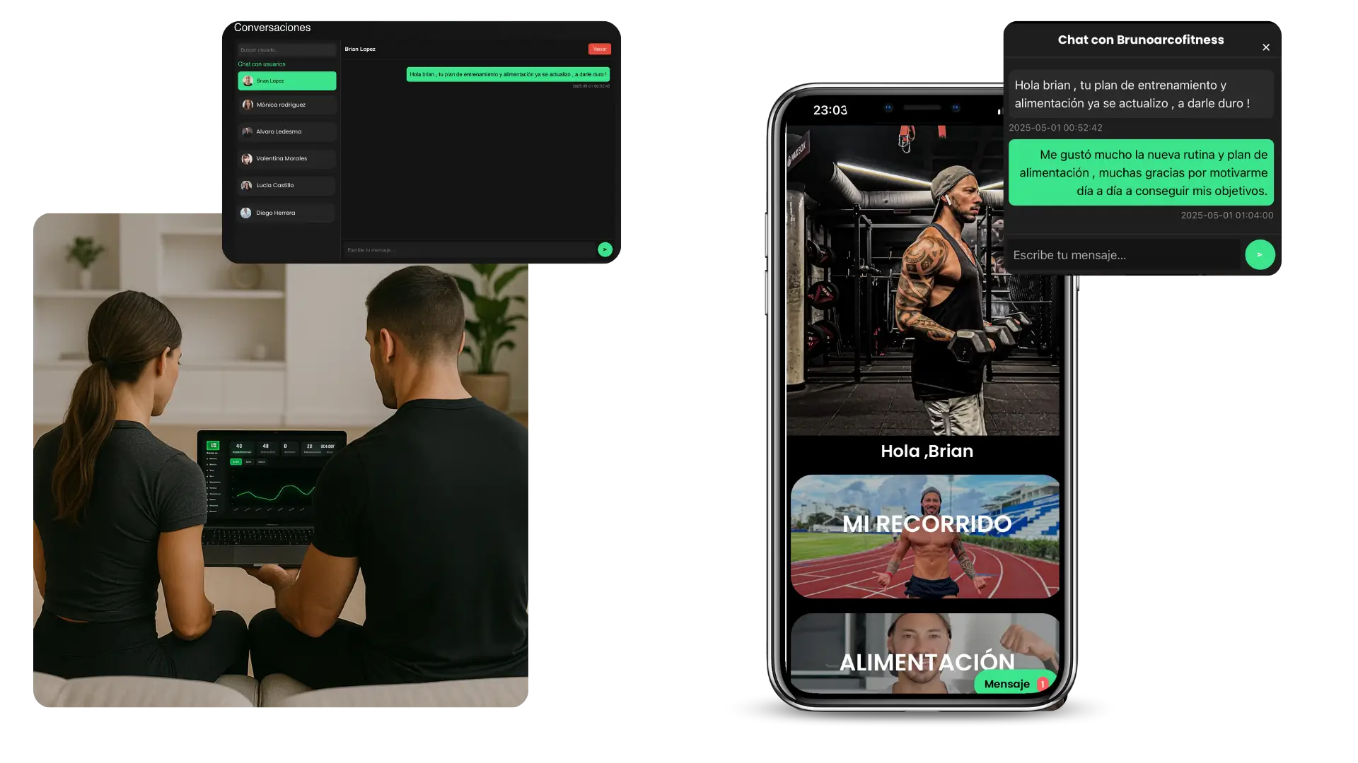 Panel admin y chat privado
